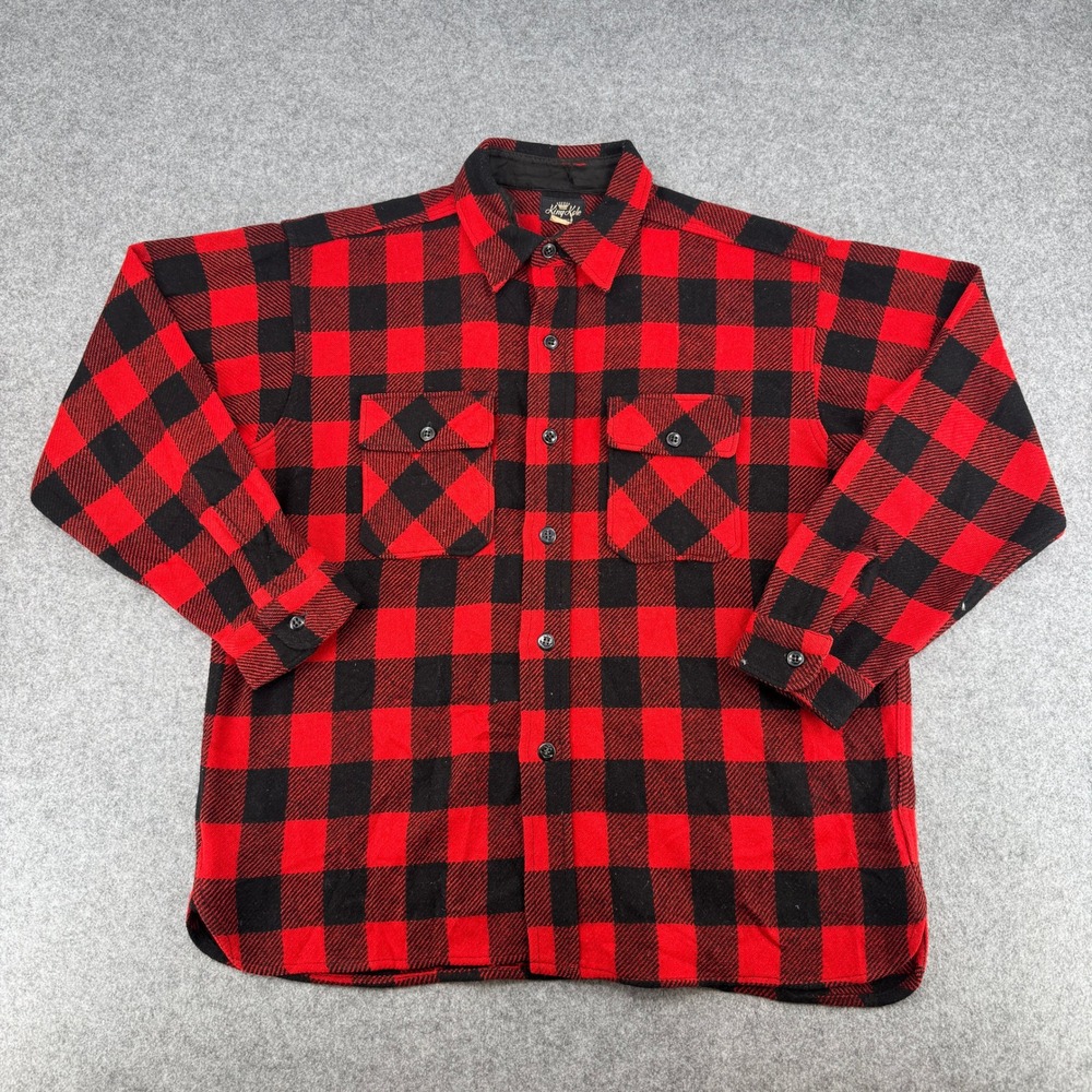 Vintage Buffalo Plaid Red Black Button Down King Kole King Kole Wool Shirt Mens